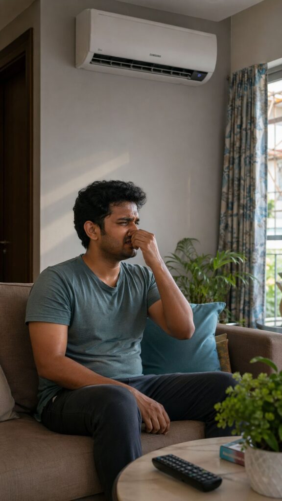 Samsung AC smell problem cleaning Hyderabad user facing bad odor from AC