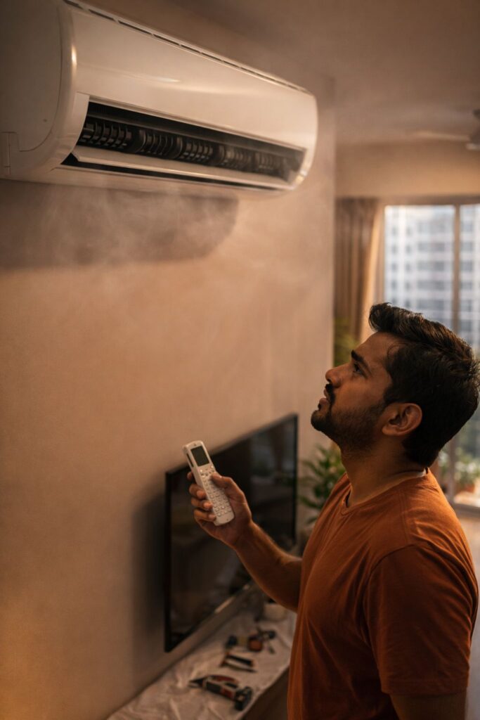 Voltas AC fan not working Hyderabad no airflow from split AC indoor unit